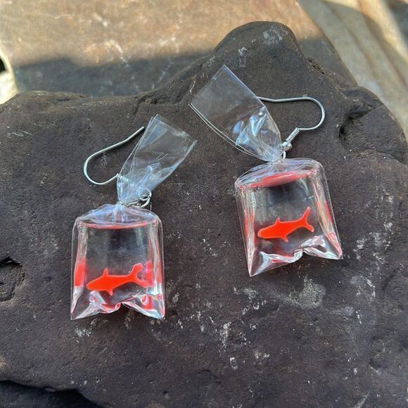 NEW! Resin Candy Goldfish Earrings Unique Artsy - Picture 2 of 5